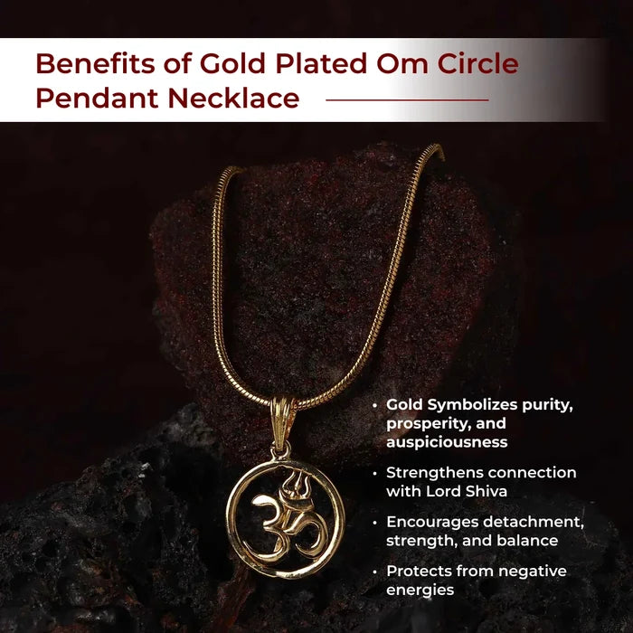 Gold Plated Om Circle Pendant Necklace - view 2