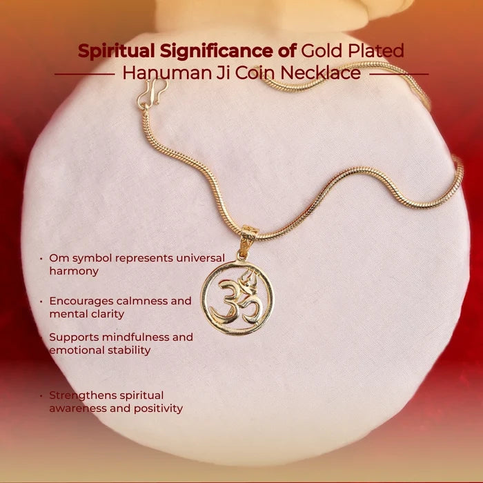 Gold Plated Om Circle Pendant Necklace - view 3