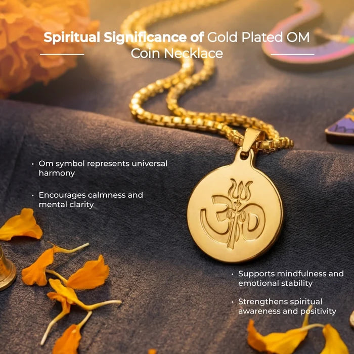 Gold Plated OM Coin Necklace - view 2