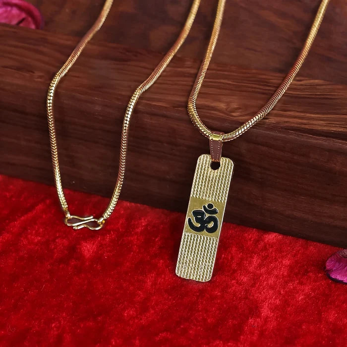 Gold Plated OM Pendant With Chain