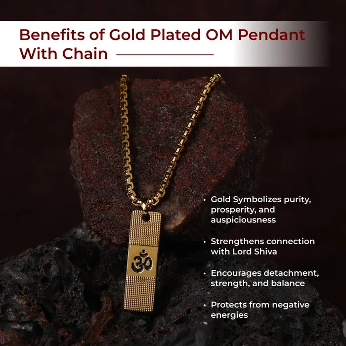 Gold Plated OM Pendant With Chain - view 2