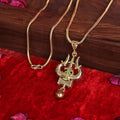 Gold Plated OM Shiva Trishul Chain Necklace