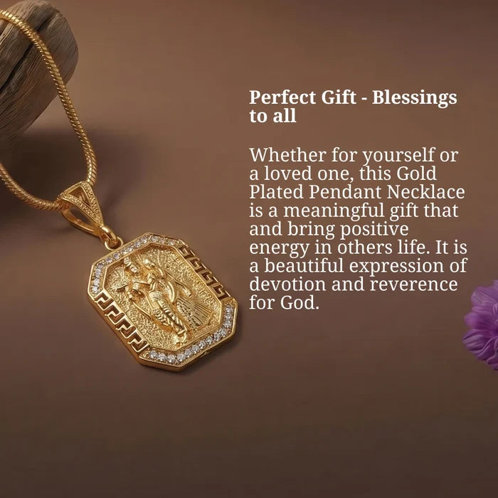 Gold Plated Radha Krishna Pendant With Chain - view 5