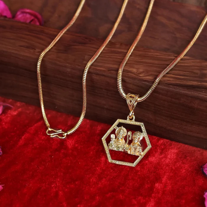 Gold Plated Ram and Sita Pendant with Chain