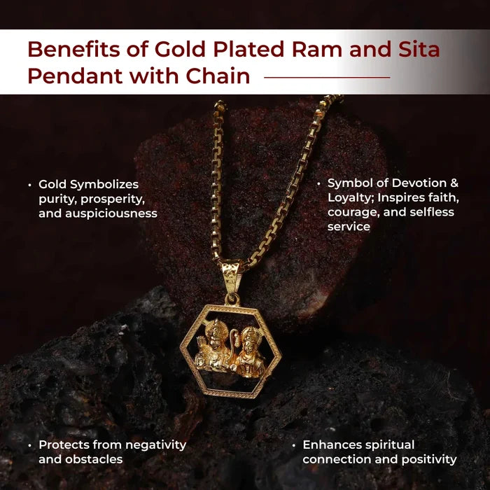 Gold Plated Ram and Sita Pendant with Chain - view 3