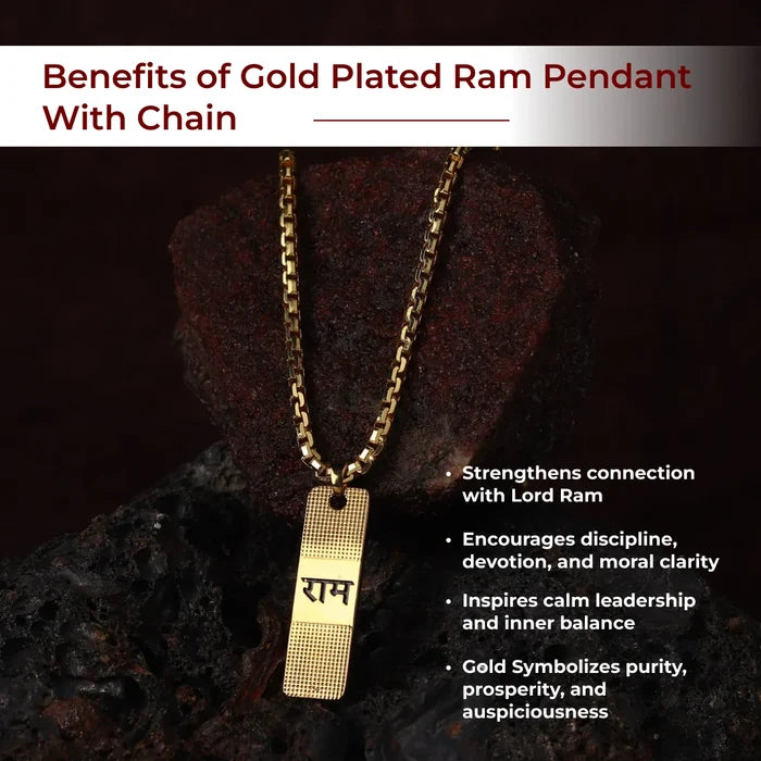 Gold Plated Ram Pendant With Chain - view 2