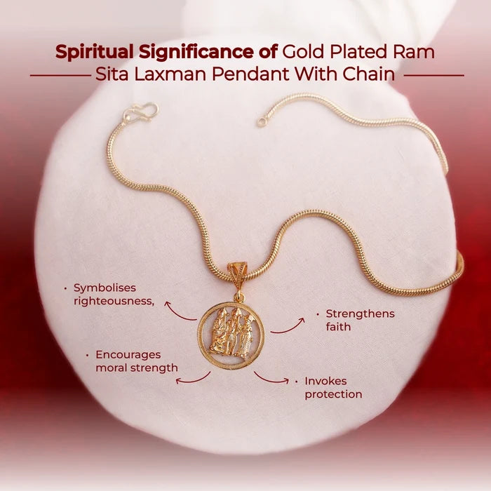 Gold Plated Ram Sita Laxman Pendant With Chain - view 2