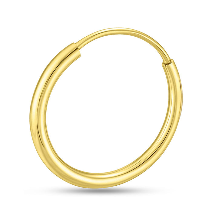 Gold plated 925 Sterling Silver round hoop earring. Classic everyday women's jewellery – Zavya