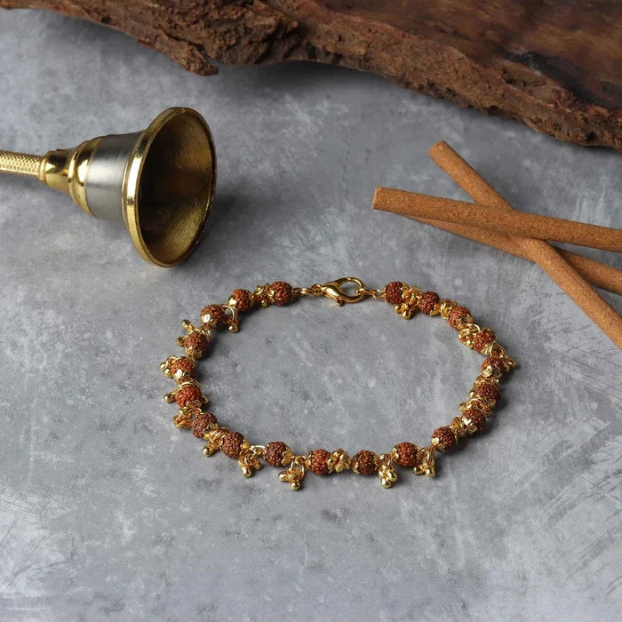 Gold Plated Rudraksha Bracelet For Women