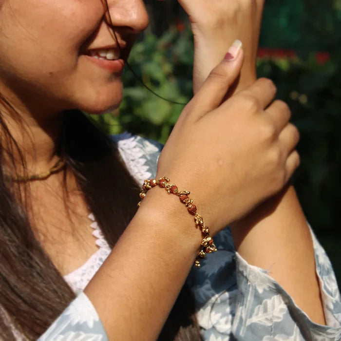 Gold Plated Rudraksha Bracelet For Women - view 2