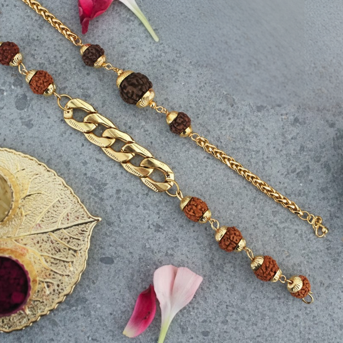 Gold Plated Rudraksha Chain Bracelet & Rudraksha Beads chain Bracelet