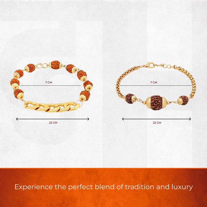 Gold Plated Rudraksha Chain Bracelet & Rudraksha Beads chain Bracelet - view 2