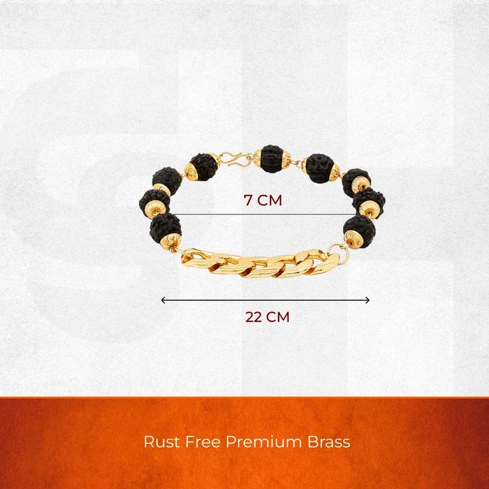 Gold Plated Rudraksha Chain Bracelet - view 3