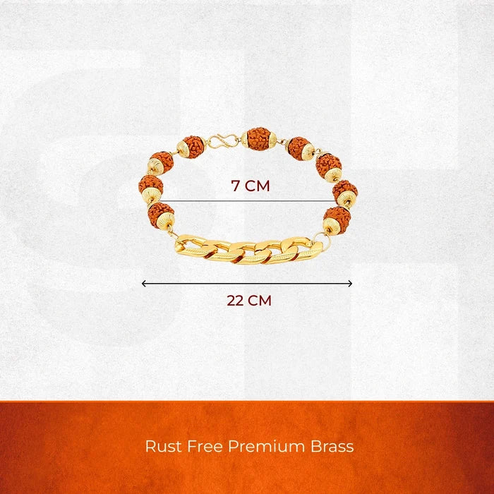 Gold Plated Rudraksha Chain Bracelet - view 4