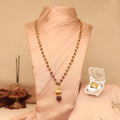 Gold-Plated Rudraksha Shiva Damroo Trishool Necklace & Trishool Ring