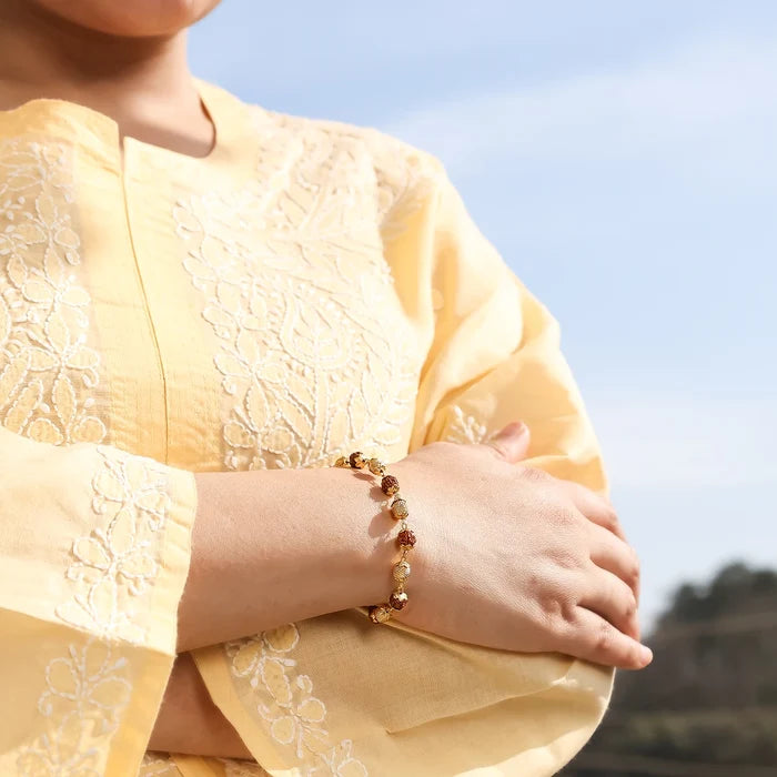 Gold Plated Rudraksha Unisex Bracelet - view 3