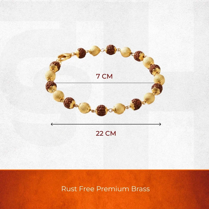 Gold Plated Rudraksha Unisex Bracelet - view 4