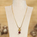 Gold-Plated Shiva Damru Trishul Rudraksha Chain Necklace