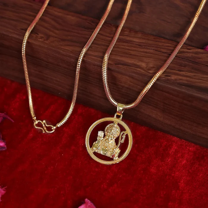 Gold Plated Shree Ram Pendant Chain Necklace