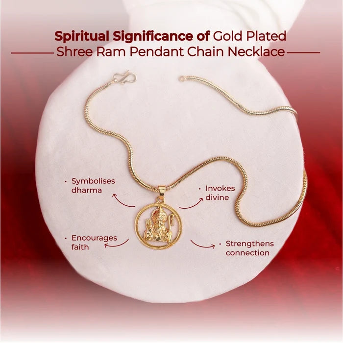 Gold Plated Shree Ram Pendant Chain Necklace - view 2