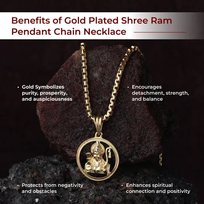 Gold Plated Shree Ram Pendant Chain Necklace - view 3