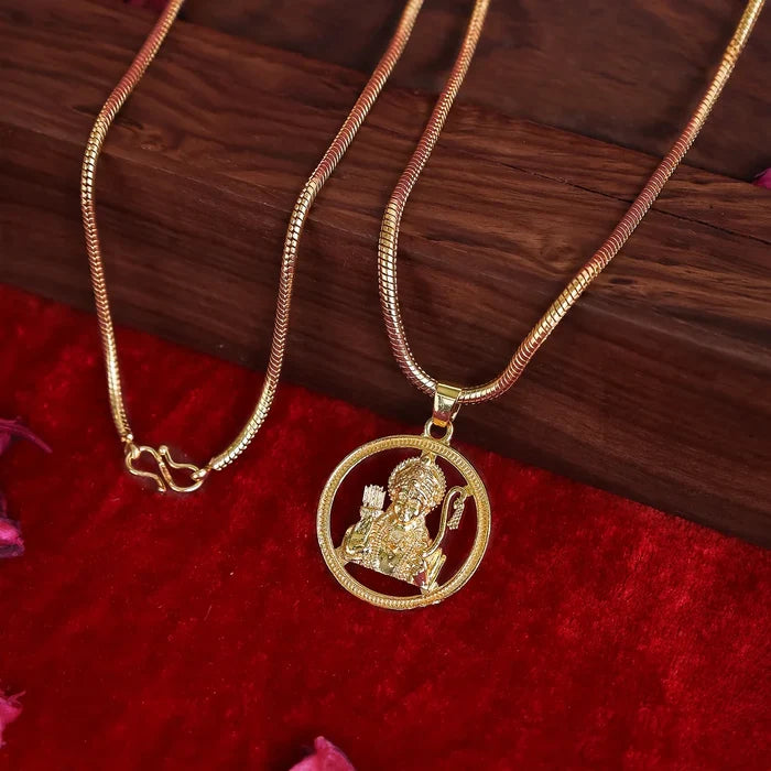 Gold Plated Shree Ram Pendant Chain Necklace - view 4