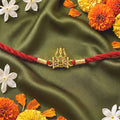 Gold Plated trishul Damru Silver Rakhi