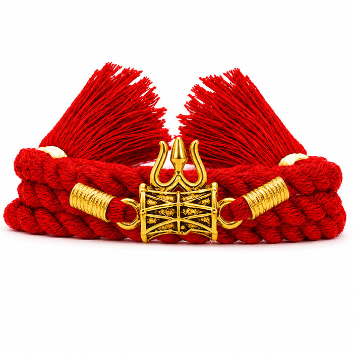 Gold Plated trishul Damru Silver Rakhi