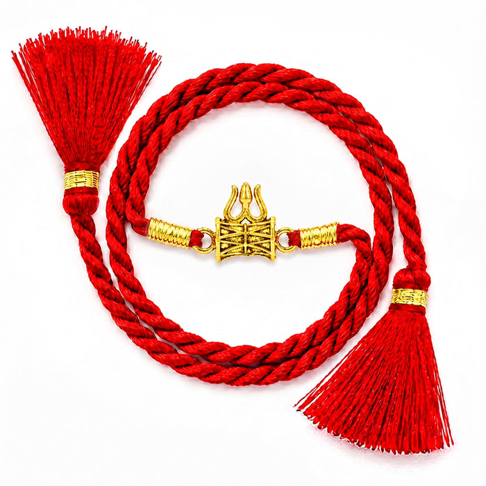 Gold Plated trishul Damru Silver Rakhi