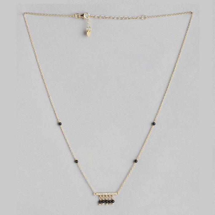 Golden Aura CZ 925 Sterling Silver Gold-Plated Beaded Mangalsutra