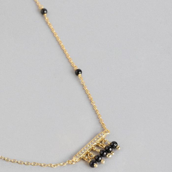 Golden Aura CZ 925 Sterling Silver Gold-Plated Beaded Mangalsutra
