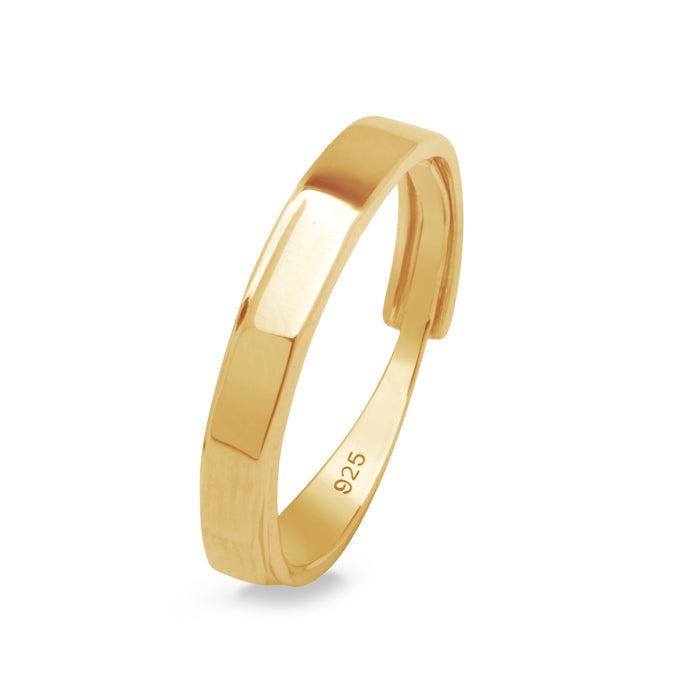 Gold-plated 925 Sterling Silver adjustable men's ring showing hallmark. Jewelry gift for him – Zavya