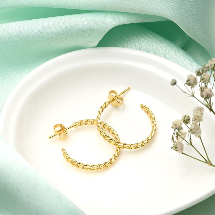 Golden Aura Gold-Plated 925 Sterling Silver Half Hoop Earrings