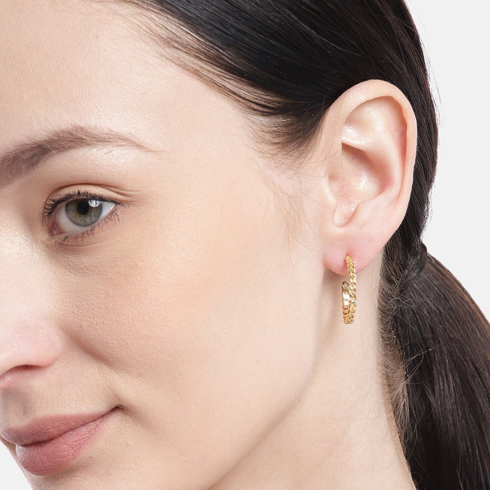 Golden Aura Gold-Plated 925 Sterling Silver Half Hoop Earrings