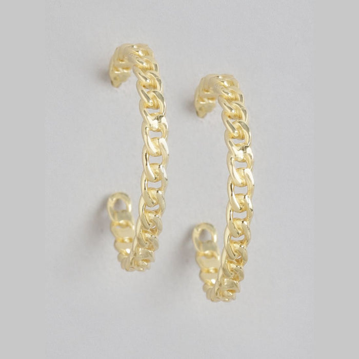 Golden Aura Gold-Plated 925 Sterling Silver Half Hoop Earrings