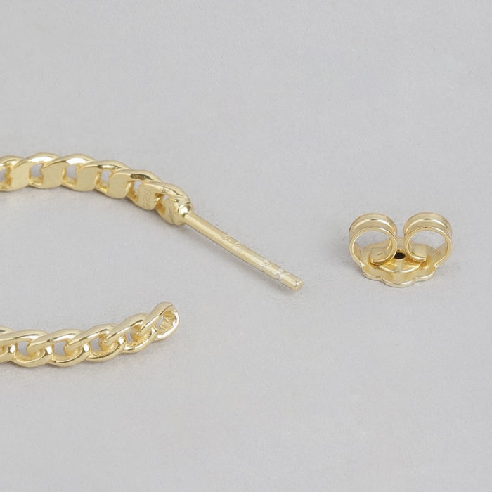 Golden Aura Gold-Plated 925 Sterling Silver Half Hoop Earrings