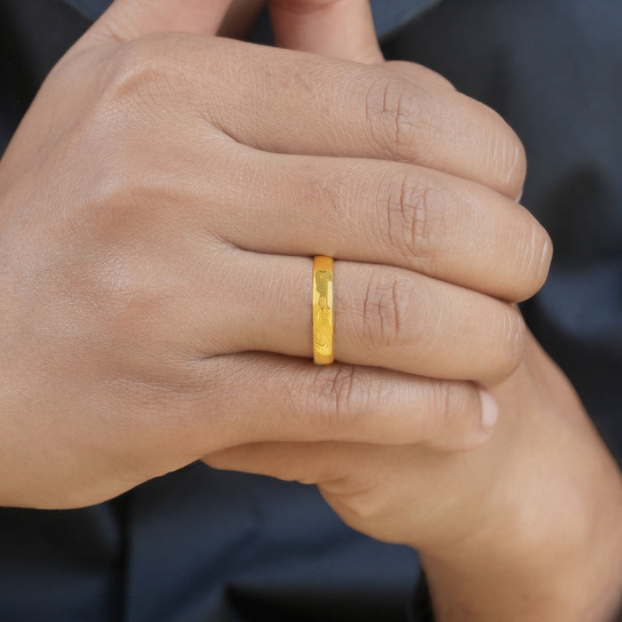 Golden Band Minimal Gold Plated 925 Silver Men Ring (One-Size)
