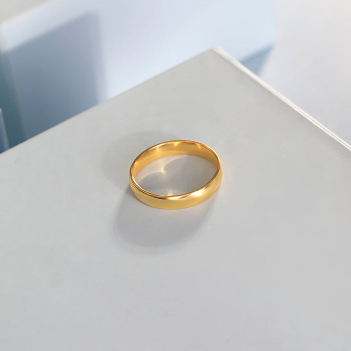 Golden Band Minimal Gold Plated 925 Silver Men Ring (One-Size)