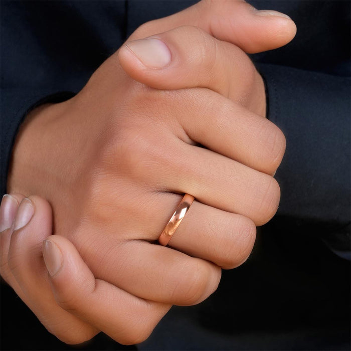 Golden Band Minimal Gold Plated 925 Silver Men Ring (One-Size)