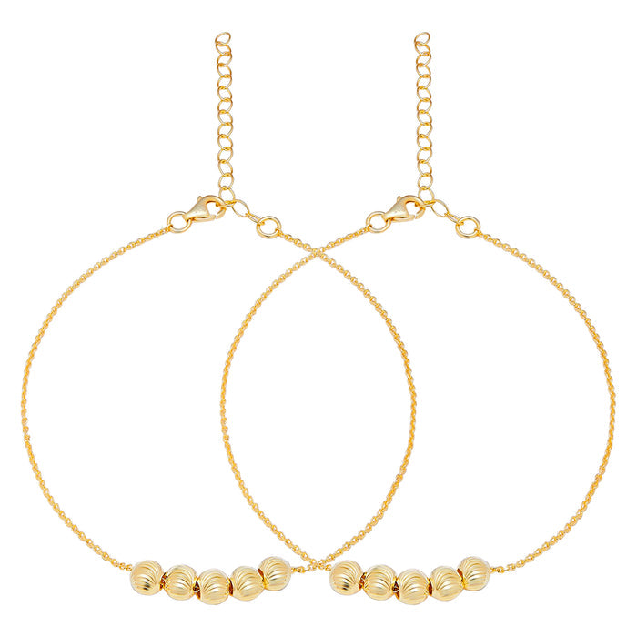 Golden Bead Plated 925 Sterling Silver Anklet