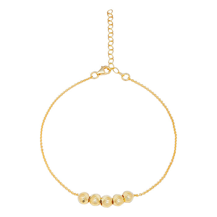 Golden Bead Plated 925 Sterling Silver Anklet