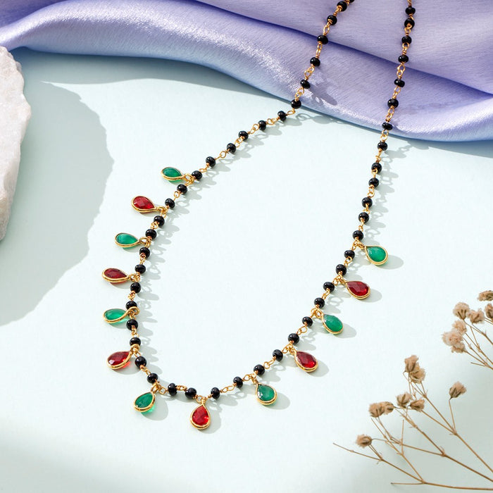 Golden Bliss Colored CZ 925 Sterling Silver Gold Plated Drop Mangalsutra