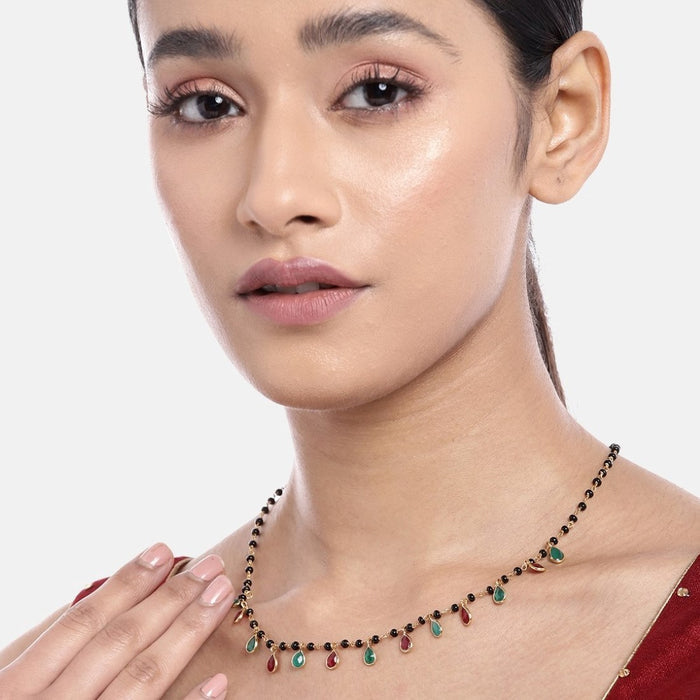 Golden Bliss Colored CZ 925 Sterling Silver Gold Plated Drop Mangalsutra