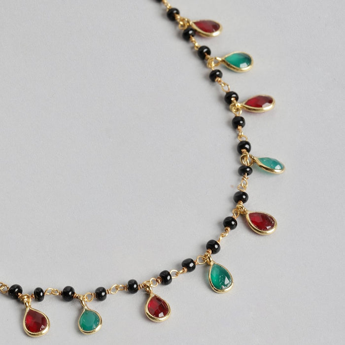 Golden Bliss Colored CZ 925 Sterling Silver Gold Plated Drop Mangalsutra