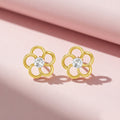 Golden Bloom 925 Silver Stud Earrings