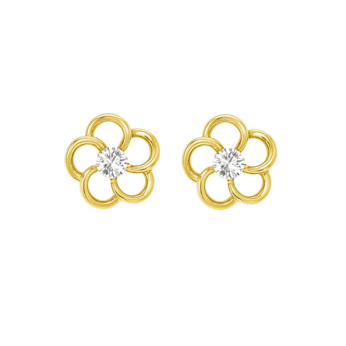 Golden Bloom 925 Silver Stud Earrings