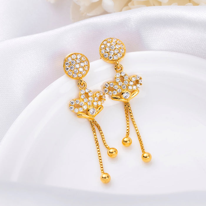 Golden Bloom 925 Sterling Silver Gold-Plated Flower Earrings