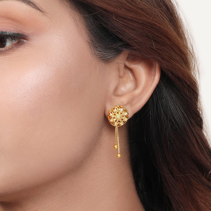 Golden Blossom Bloom 925 Sterling Silver Gold-Plated Flower Earrings