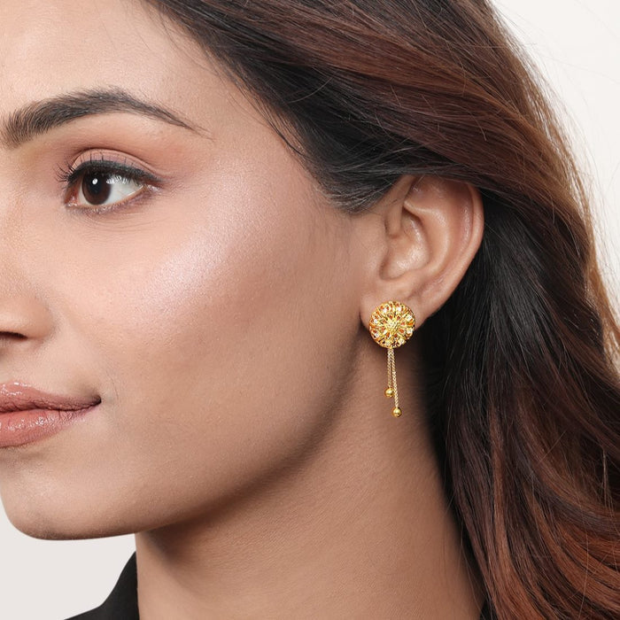 Golden Blossom Bloom 925 Sterling Silver Gold-Plated Flower Earrings