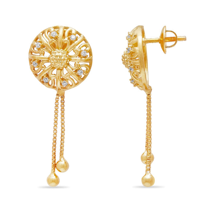 Golden Blossom Bloom 925 Sterling Silver Gold-Plated Flower Earrings